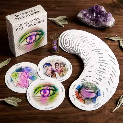 87 PCs Uncover Your Past Lives Oracle Cards Round Tarot Deck Divination Tool for Spiritual Enlighten
