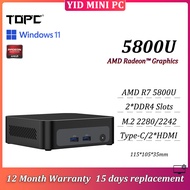 TOPC MINI PC AMD Ryzen 7 5800U 2*DDR4 SO-DIMM M.2 2280/2242 Type-C 2*HDMI Office Computer 1 Year War