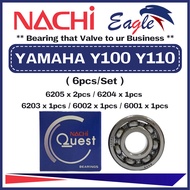 NACHI YAMAHA Y100 / Y110 ( 6pcs/Set-C3 ) Motorcycle Engine Gearbox & CrankShaft Bearings Set 6205 62