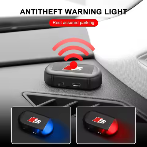 Car Fake Security Light Solar Powered Universal Warning LED Light Alarm Lamp sticker For Audi S Q5 A