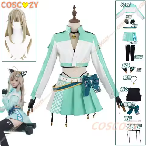 COSPLAY Kirara Racing Uniform Ears Stocking Wig Set Game Genshin Impact Cosplay Costume Women Girls 