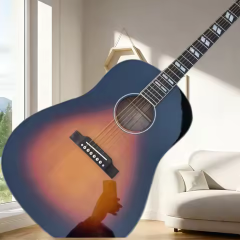 41Inch J45 Series Acoustic Guitar Sunset Solid Top Simple Design Rosewood Neck Picea Asperata Body C