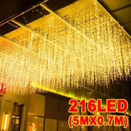 ✨100/216LED Ligyetor LED Light Icicle Waterfall Fairy String Curtain Lights Garland Outdoor Wedding 