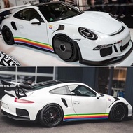 Modified Colored Rainbow Side Waist Line Lower Skirt Sticker Decal Graphics Blackout Wrap Kit for Ca