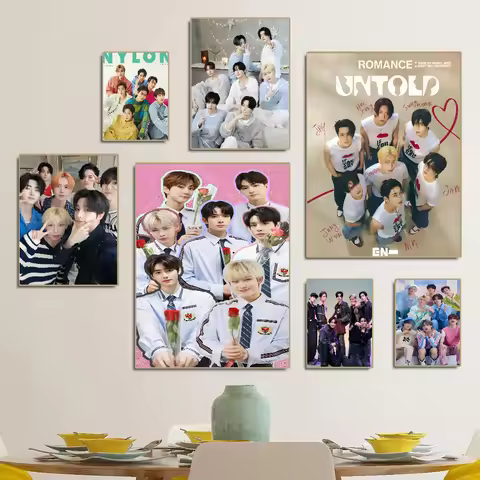 E-ENHYPEN Self-adhesive Art Poster Whitepaper Sticker DIY Room Bar Cafe Wall Decor