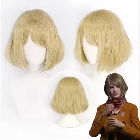 Biohazard Resistant 4 Remake Ashley Graham Evill Cosplay Wig Heat Synthetic Hair Halloween Accessori