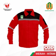 Baju Safety Wearpack Kerja Pakaian Seragam Proyek PDL Lapangan - Werpak Sefty Merah Hitam