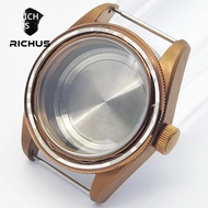 RICHUS NH35 กรณี 41 มม.สีน้ําตาลนาฬิกาอลูมิเนียม BEZEL Fit NH35 NH36 ETA2824 PT5000 Miyota8215-DG นา