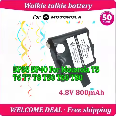 New BP38 BP40 For Motorola T5 T6 T7 T8 T50 T60 T80 Walkie Talkie Battery 4.8V 800mAh High Capacity L