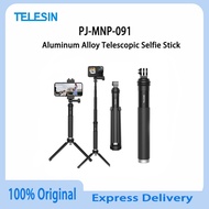 Original TELESIN Aluminum Alloy Extendable Selfie Stick For GoPro DJI Insta360 Action Cameras Foldab