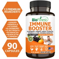 Biofinest Immune Booster Supplement - 12-in-1 Vitamin B C D Zinc Elderberry Quercetin Flu Cold Aller