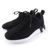 愛馬仕 (HERMES) 黑色 Bouncing Textured Mesh Chèvre Velour 低筒運動鞋，35 碼，帶防塵袋，意大利製造，女款，原價：¥160,600