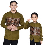 BAJU KOKO KEMEJA COUPLE ANAK AYAH satuan HAKOBAT IJO ARMY KOMBINASI BATIK LENGAN PANJANG TOYOBO