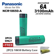 PANASONIC-NCR18650 A Rechargeable Battery (3100mAh 6A) FREE CASE 2PCS ORIGINAL (READYSTOK) MNA GADGETZ