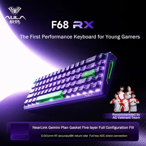 AULA F68 RX Wired Magnetic Gaming Keyboard 8000Hz Polling 0.001mm RT Accuracy 68 Keys 256K Scan Hot-