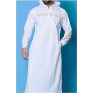 READY STOCK jubah hoodie lelaki lengan panjang kain cotton t-shirt labuh lelaki muslim