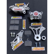 CALIPER PACKAGE SET BRACKET SATRIA HIU lumba lumba 2-STROKE 300 MM BIGPOT 2-stroke 2t 4 PISTON 2 PIS
