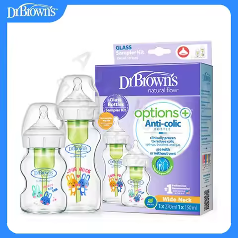 Dr. Brown's newborn glass baby bottle, wide diameter, anti-colic, gas-liquid separation 150ML + 270M