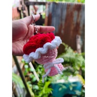GANTUNGAN MAWAR MINI BOQUET KEYCHAN CROCHET KNITTED ROSE FLOWER BOUQUET KEYCHAIN