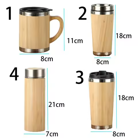 Coffee Cup Bamboo Thermos Insulated Mug 350/450ml 304 Stainless Steel Travel Cup Leak Proof Creative