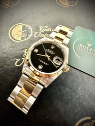 🌈🌈新返貨啦🌈🌈Vintage Rolex DateJust 16203🖤原裝Onyx6️⃣9️⃣鑽石面 18K黃金光頭圈 NFC卡 🪪/上行紙📜保養期至2028年5月📅連原裝Rolex 78363金