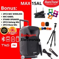 Speaker Aktif Baretone 15 Inch Portable Bluetooth MAX 15AL - Komplit
