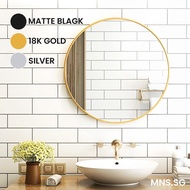 MNS Toilet Mirror Round Bathroom Mirror Wall Mirror Pasted Punched Easy To Install Golden Round Toilet Mirror