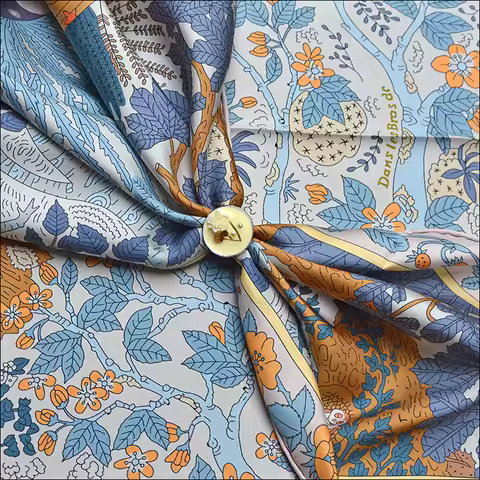 Vintage color 18MM twill silk easy to style 90 * 90 square scarf hand rolled edge "M90F267-2"
