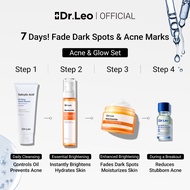 Dr.Leo Anti Acne 4pcs Set Acne Essence +Salicylic Acid Facial Cleanser+Whitening 377 VC Toner+Dark S