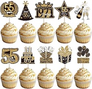 Pack of 40 55th Birthday Cake Decorations Vintage 1971 Cake Decoration Hello Fifty Five Cheers to 55