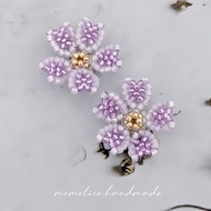 鉤針 串珠 編織  櫻花 耳環