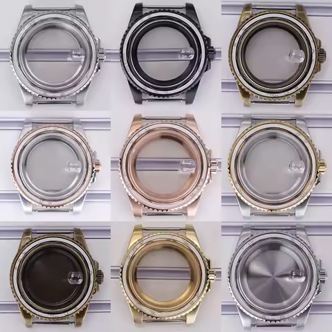 Black Silver Gold 40mm Watch Case Sapphire Crystal Glass for Seiko Nh35/34/36/38 Eta 2824 Miyota 821