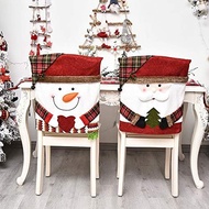 2 Piece Christmas Chair Covers Santa &amp;- Polyester Xmas Removable Chair Cover Christmas Home