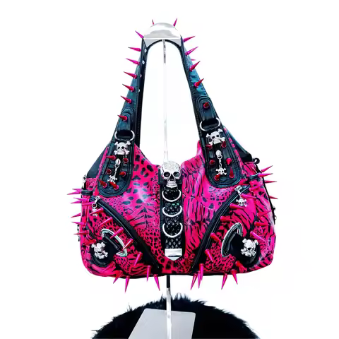 leopard print bag Lolita bag Kawaii bag Gothic bag Punk bag rivet bag harajuku bag y2k bag vintage b