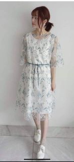 日本製 Haupia 鈴蘭花刺繡連身裙 needle and thread nesessaire rijoui peu pres graduation dinner 畢業宴 謝師宴  飲宴高貴穿著 r