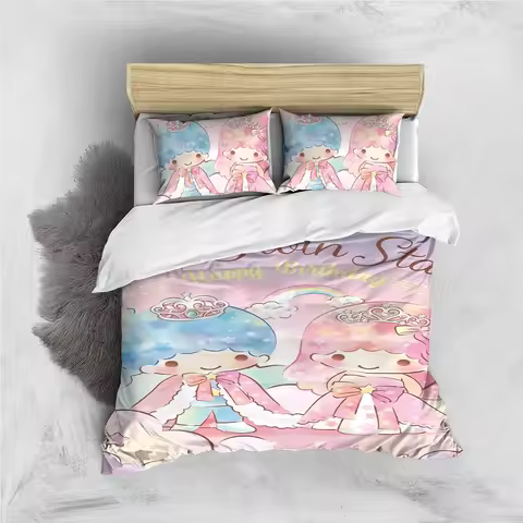 L-Little Twin Stars Duvet Cover Set Home Style Bedding Soft Laundry Cotton Bed 3 Piece Set Student D