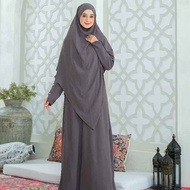 HIJRA STORIES - Abaya Set Hijab Umrah Hajj Abaya French Khimar Syari MEDINA color SMOKE Abaya Set Ab