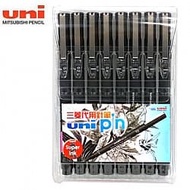 UNI Mitsubishi PIN Fountain Pen Set Of Eight Black B/8P-A