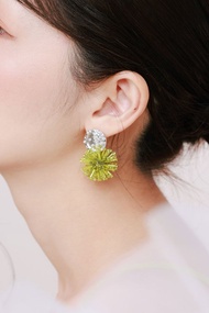 COR-DATE / 銀幣橄欖綠小綻放耳環