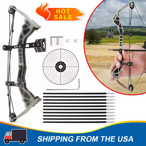 Archery Mini Bow Set Archery Compound Bow Metal Material Right/Left Hands W/12p Arrows Shooting Prac