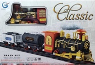 O-shoppingtoys รถไฟคลาสลิควิ่งในราง พร้อมโบกี้ มีเสียง มีไฟ และควัน ใส่ถ่าน 2A 4 ก้อน (uljo)