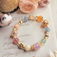 。心晴。k金包銅保色繽紛天然水晶女生手鍊設計款全方位綜合維他