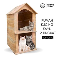 Rumah Kucing Kelinci Anabul Model Tingkat Rumah Kayu