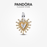 Pandora 14K Gold Plated Radiant Heart Double Dangle Charm
