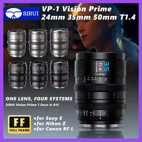 SIRUI VP-1 Vision Prime 1 T1.4 Full Frame Cine Lens 24mm, 35mm, 50mm MF Cinema Lens with Pre-Install