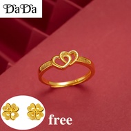Original 916 gold ring double heart ring gold shop gold female open love ring