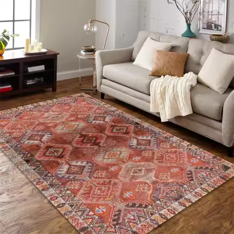Traditional Oriental Area Rug Geometric Distressed Living Room Kitchen Dining Area Rugs Ethnic Soft