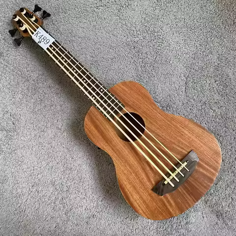 K489 Solid Body U-Bass Short Scale Bass Ukulele, Acoustic-Electric, Polyurethane Strings, Taiwan Cra