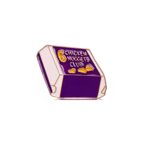 Personality Chicken Nuggets Club Pins Purple Enamel Golden Brooches For Dress Clothes Jewelry