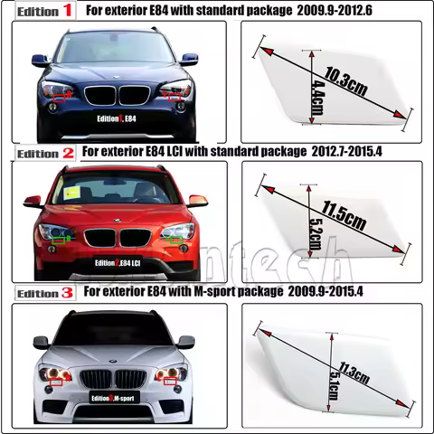 Headlight Washer Cover for 09-15 BMW X1 SAV E84 Fit 28i 28iX 35iX 2010 2011 2012 2013 2014 2015 Clea